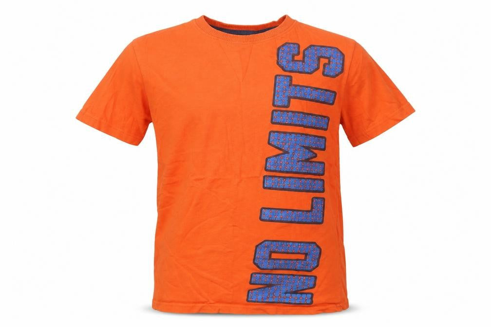 Dunnes Stores Boys Orange  Cotton Ringer T-Shirt Size 12-13 Years Crew Neck Pullover - No Limits