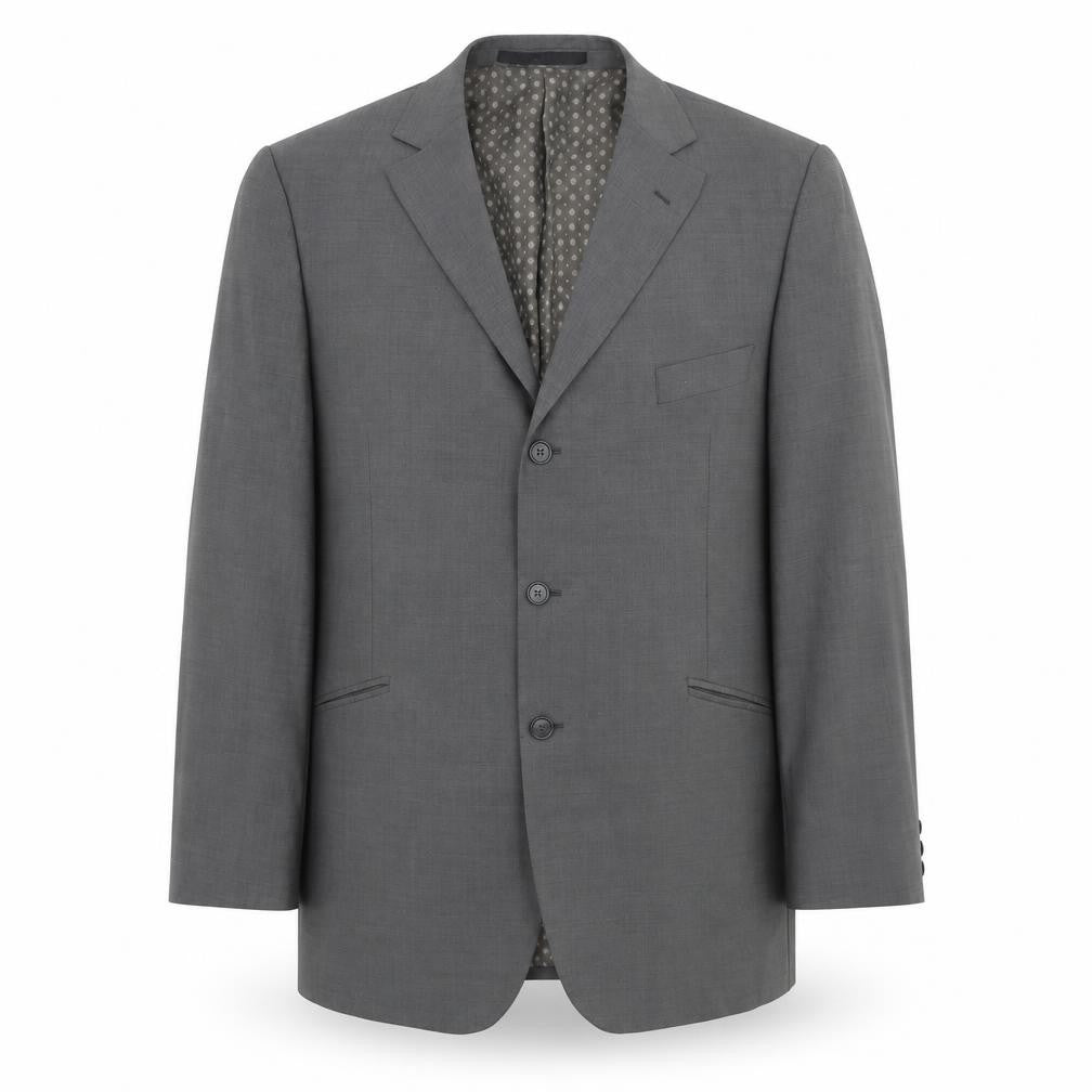 Front view of Marks & Spencer men’s grey polyester jacket blazer, size 46