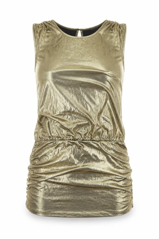 South Womens Gold  Polyester Skater Dress  Size 14  Round Neck