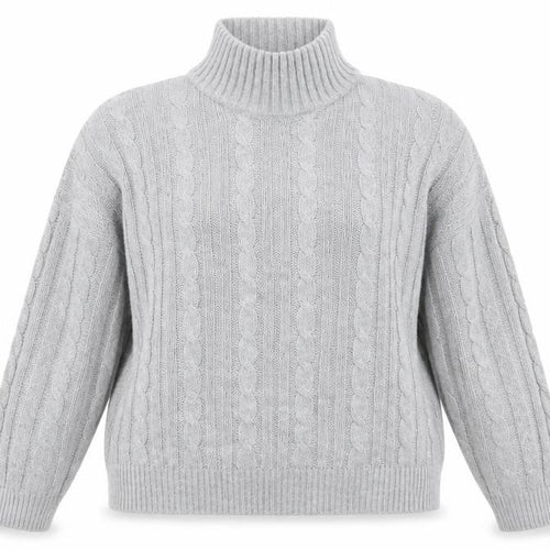 Lulua London Womens Grey High Neck  Acrylic Pullover Jumper Size XL