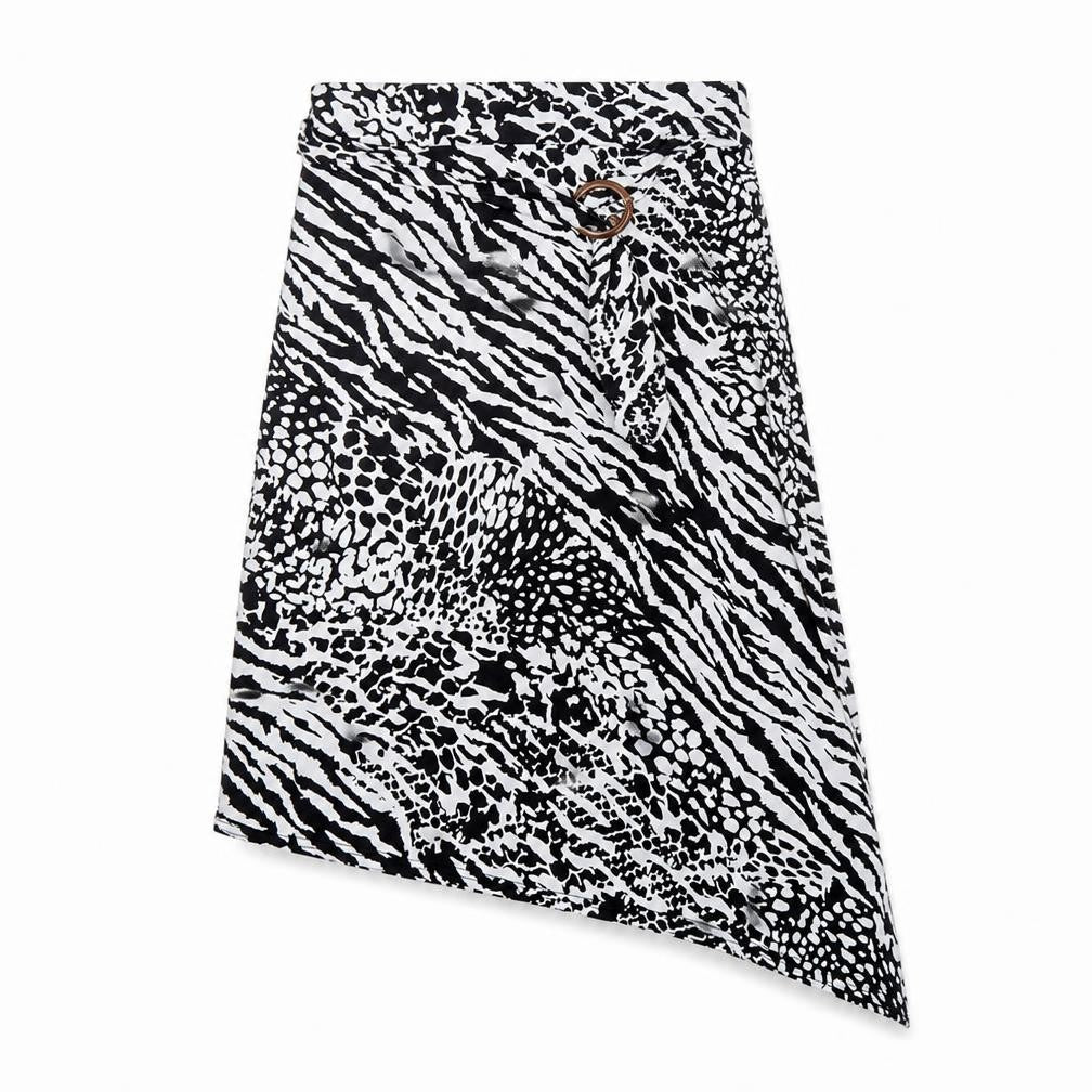 Boohoo Womens Multicoloured Animal Print Polyester A-Line Skirt Size 12