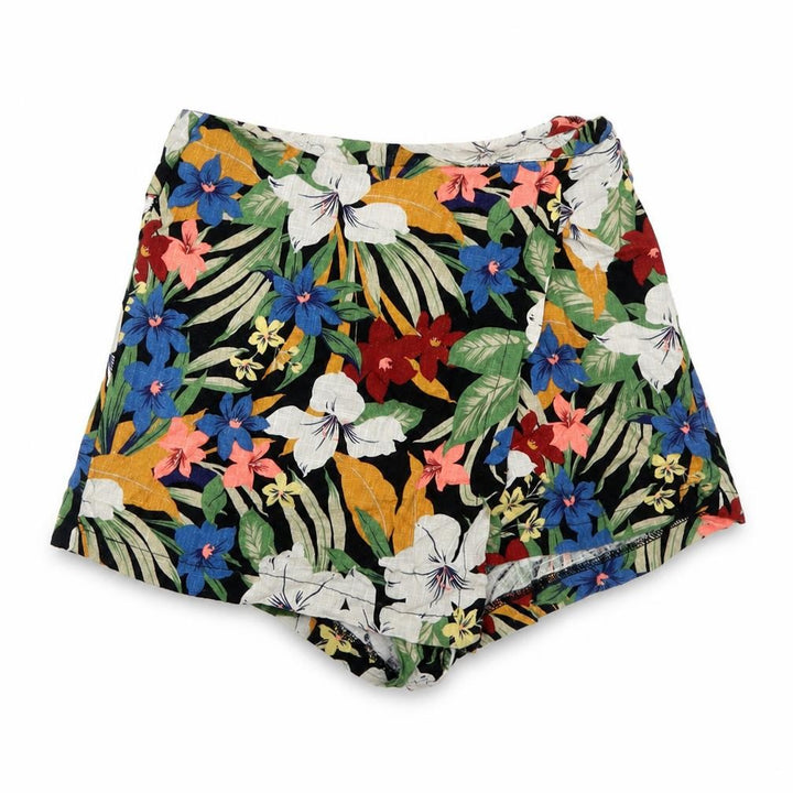 Pull&Bear Womens Multicoloured Floral Viscose Wrap Shorts Size S  Regular Zip