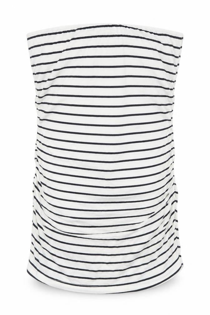 Dorothy Perkins Womens White Striped Cotton Straight & Pencil Skirt Size 12    - Ruched Sides