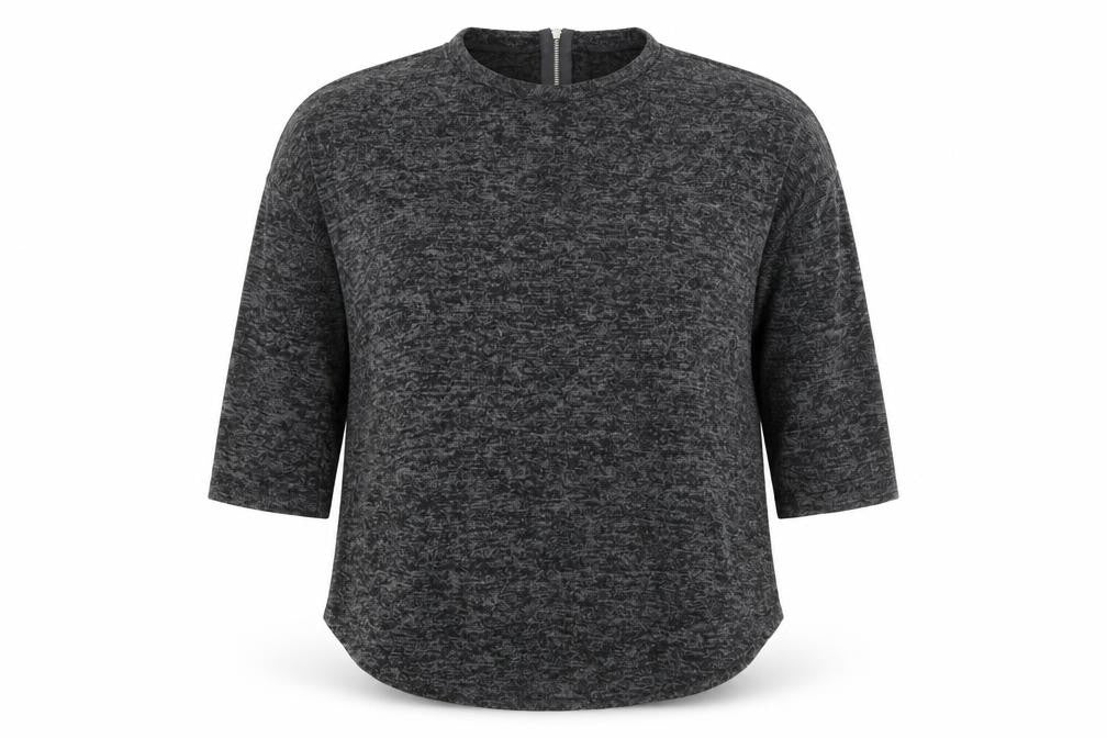 Front view of Primark women’s grey round neck polyester jumper, size M