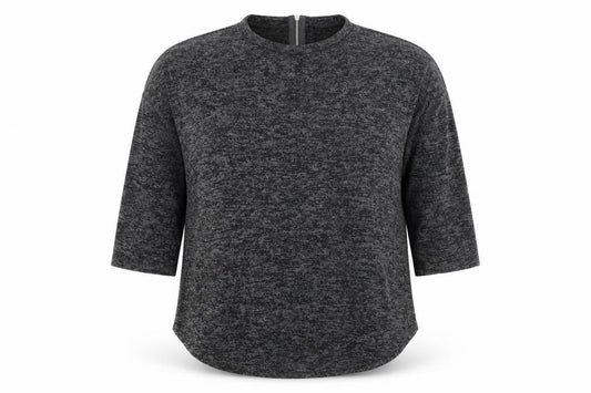 Front view of Primark women’s grey round neck polyester jumper, size M