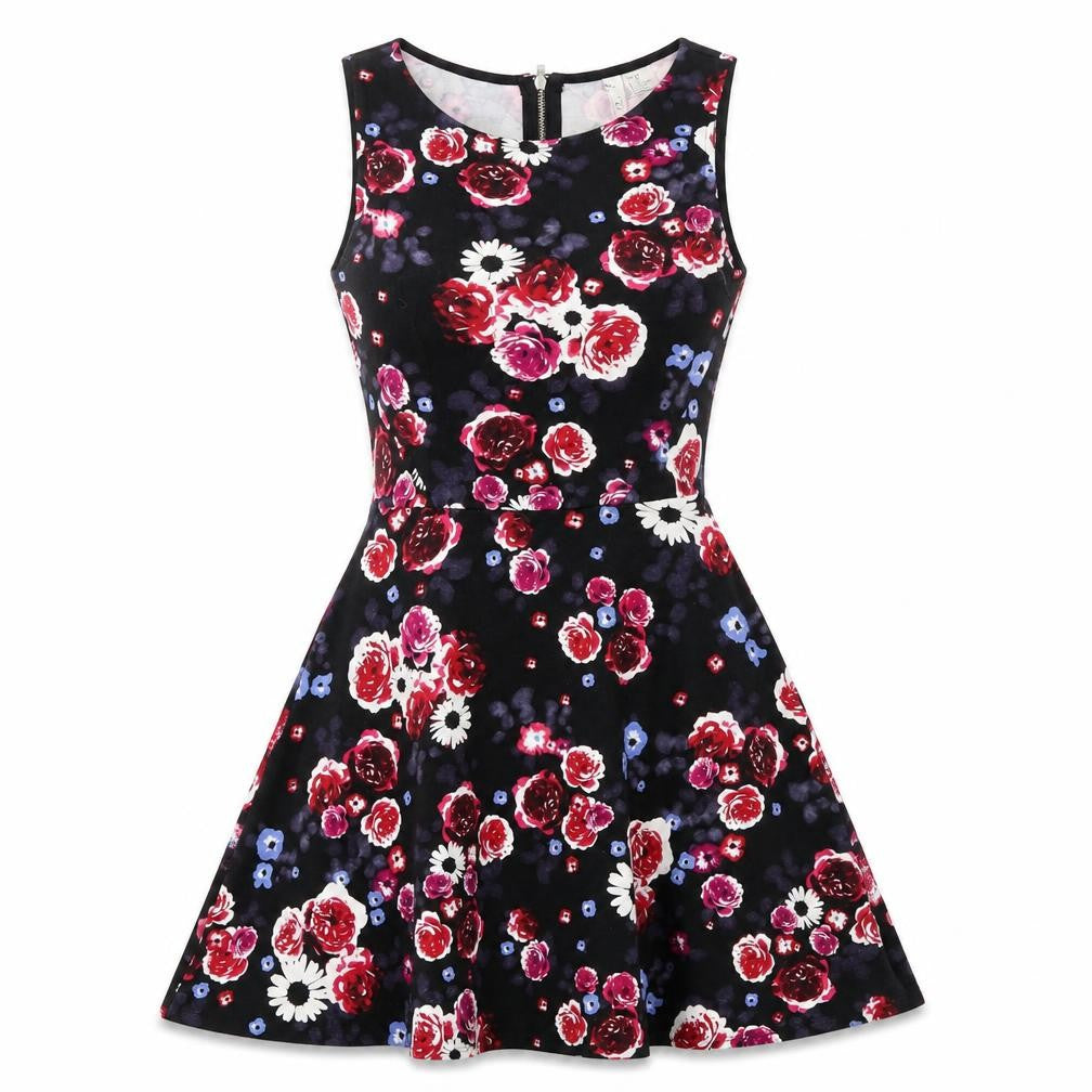 Divided Womens Multicoloured Floral Viscose Bodycon  Size XS  Round Neck