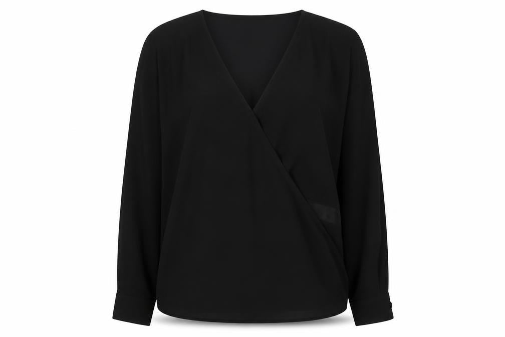 New Look Womens Black  Polyester Basic Blouse Size 8 V-Neck