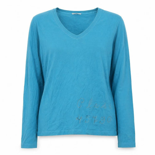 Murphy & Nye Womens Blue  Cotton Jersey T-Shirt Size L V-Neck