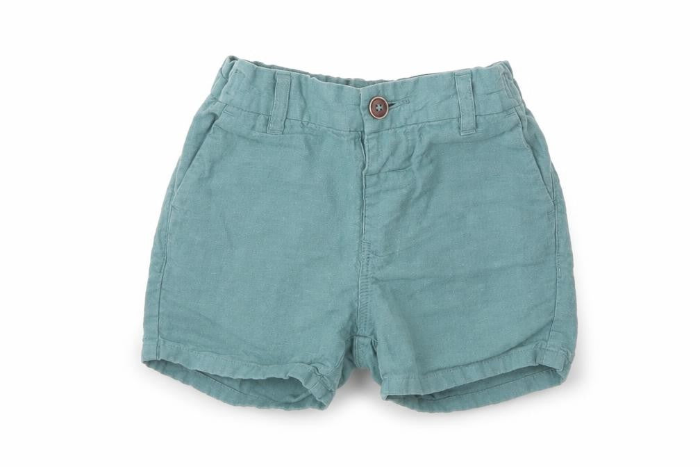 NEXT Baby Green  Linen Cropped Trousers Size 12-18 Months  Button