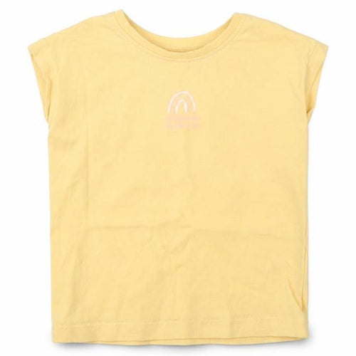 George Baby Yellow  Cotton Basic T-Shirt Size 9-12 Months Crew Neck Pullover - Rainbows And |Smiles
