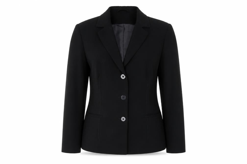 Preworn Womens Black  Polyester Jacket Blazer Size 14