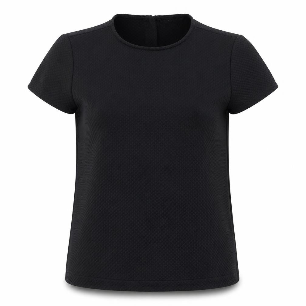 Front view of Mohito women’s black polyester basic blouse, size UK 6, round neck