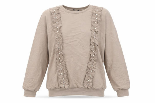 Front view of Select women’s brown cotton pullover sweatshirt, size S, pullover