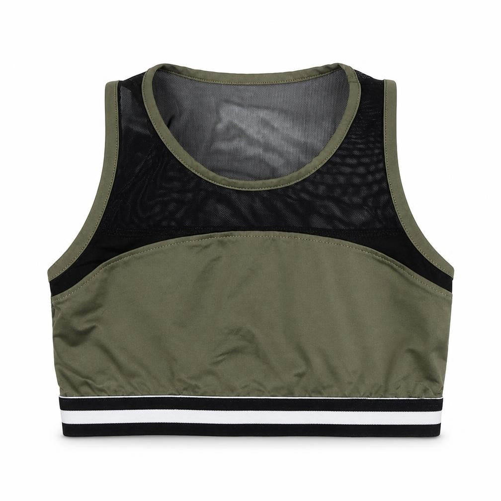 Miss e-vie Girls Green  Polyester Cropped Tank Size 9-10 Years Round Neck Pullover