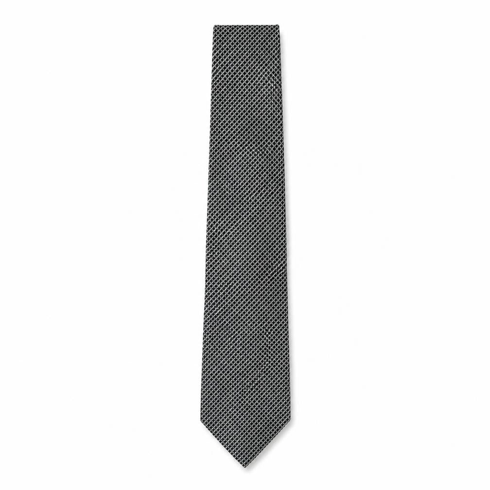 Front view of BHS men’s black plaids & checks polyester pointed tie one size