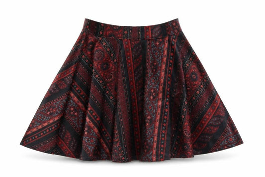 Front view of Hollister women’s red floral polyester skater skirt, size S