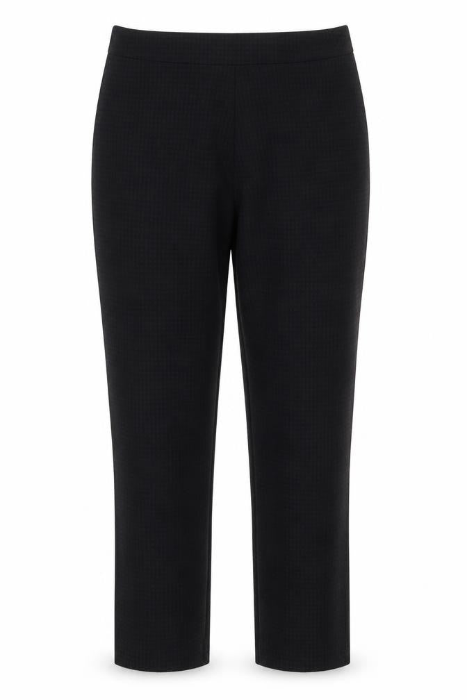 Front view of Country Casuals women’s black polyester carrot trousers, size UK 10, 28-inch leg regular zip