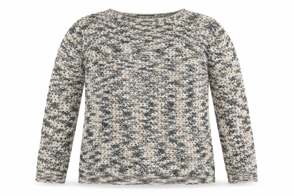 Front view of Just Elegance women’s multicoloured round neck acrylic jumper, size M