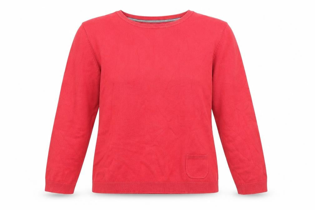 Front view of Linea women’s red crew neck cotton jumper, size M