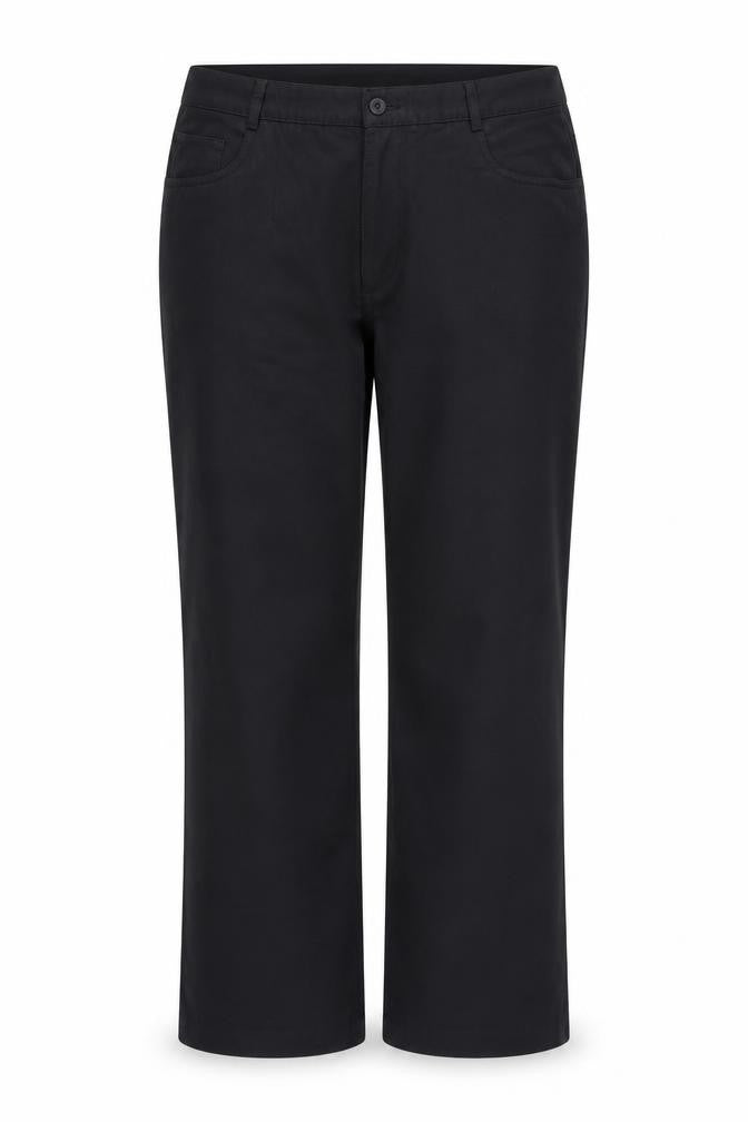 Front view of Taylor & Wright women’s black polyester trousers, size UK 14, 29-inch leg regular zip