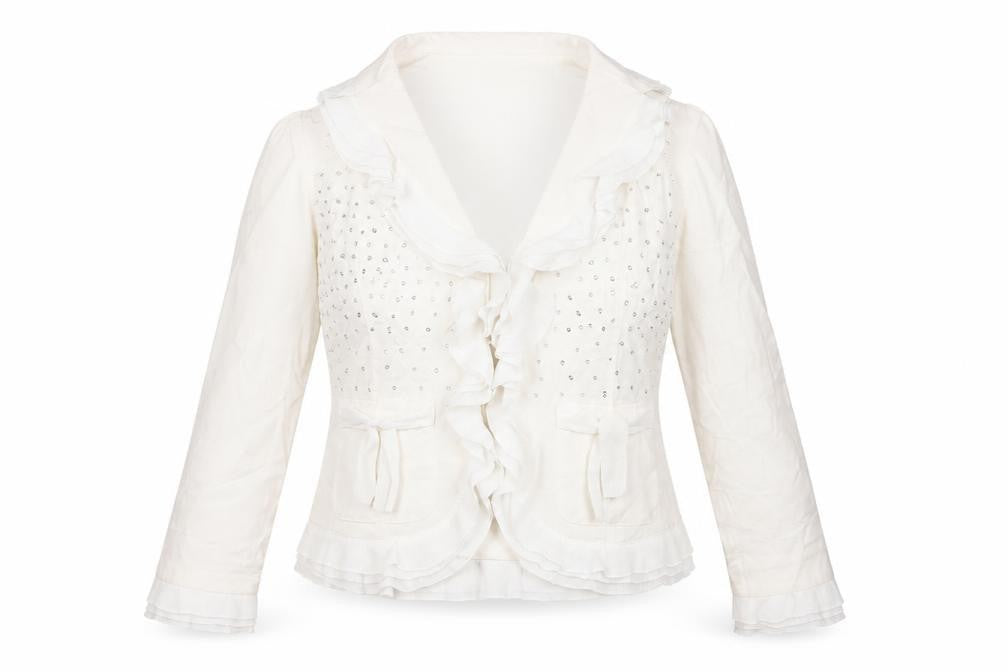 Silkland Womens Ivory   Jacket  Size 6  Hook & Eye
