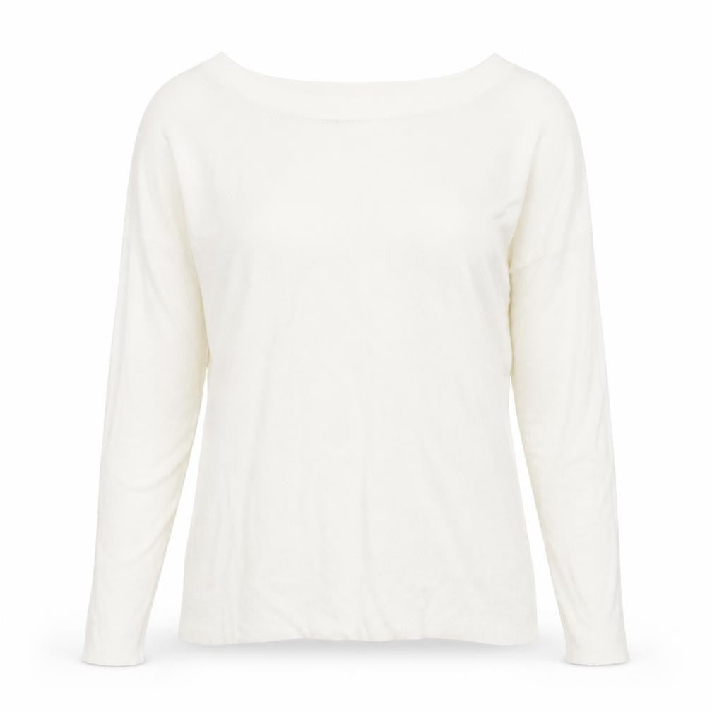 Front view of Bikbok women’s ivory round neck viscose jumper, size XS
