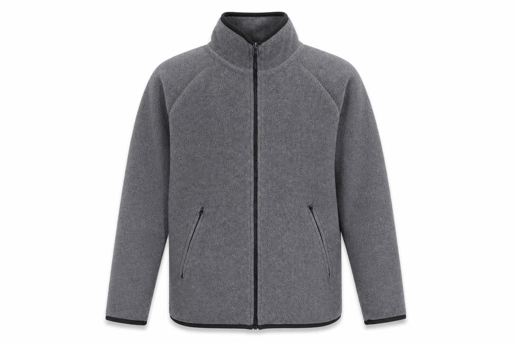 Front view of George men’s grey polyester full zip sweatshirt, size XS