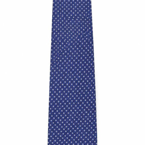 Enzo Castellano Mens Blue Geometric Silk Pointed Tie One Size