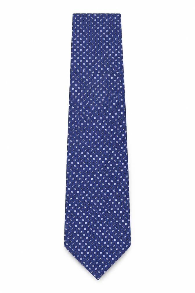 Enzo Castellano Mens Blue Geometric Silk Pointed Tie One Size