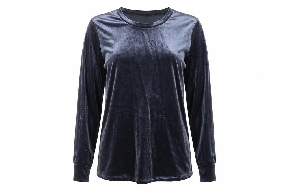 Front view of H&M women’s blue polyester top lounge set, size M, - maternity