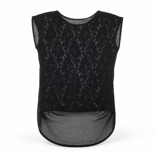 Front view of AX Paris women’s black polyester basic blouse, size UK 10, crew neck