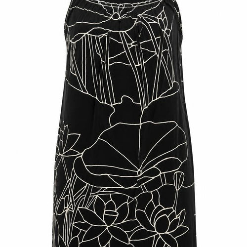 Max Edition Womens Black Floral Polyester Tank Dress  Size S  Boat Neck Pullover