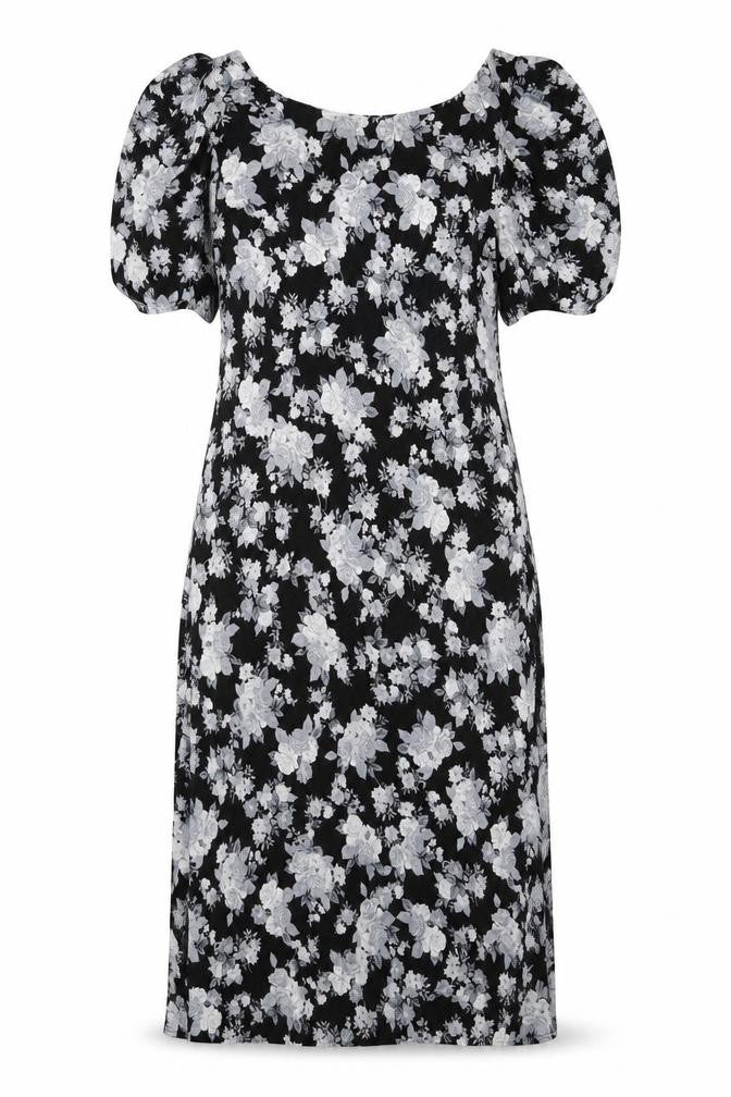 Dorothy Perkins Womens Black Floral Viscose A-Line  Size 8  Round Neck Pullover