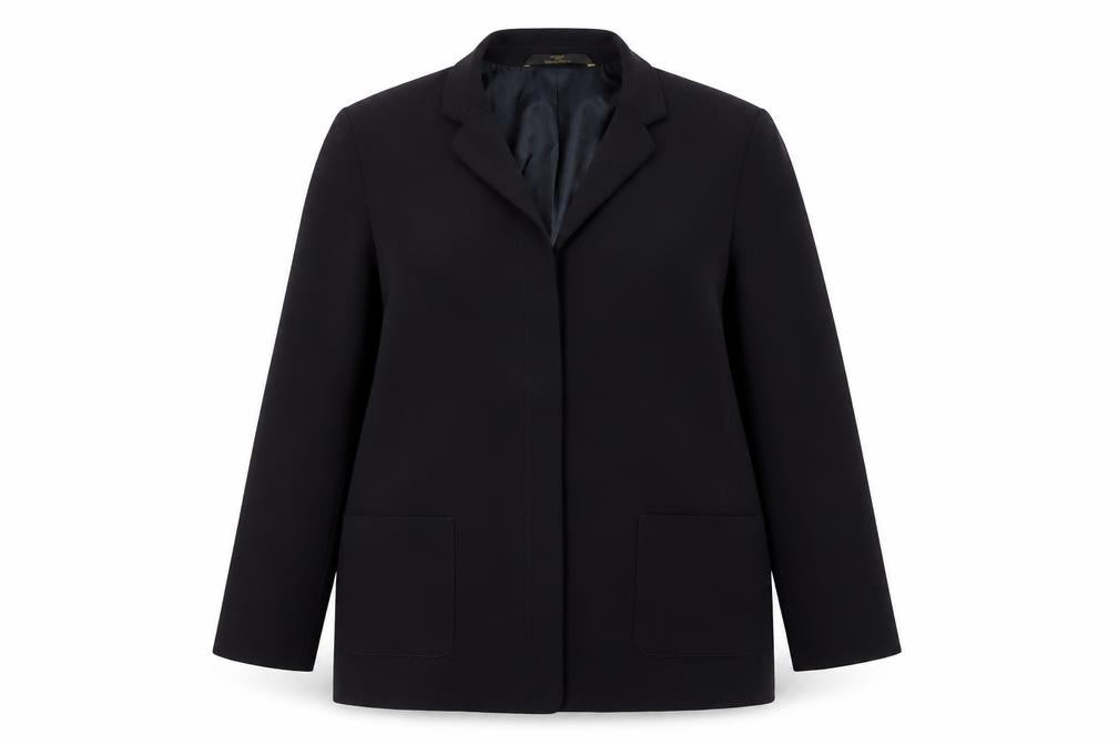 Front view of Marks & Spencer women’s black polyester jacket blazer, size UK 16