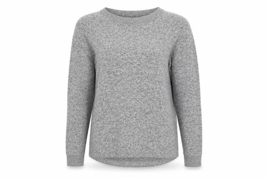 Front view of Primark women’s grey round neck polyester jumper, size UK 10, -, size UK 10-12