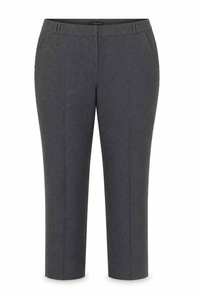 Front view of Atmosphere women’s grey polyester chino trousers, size UK 16, 26-inch leg regular zip