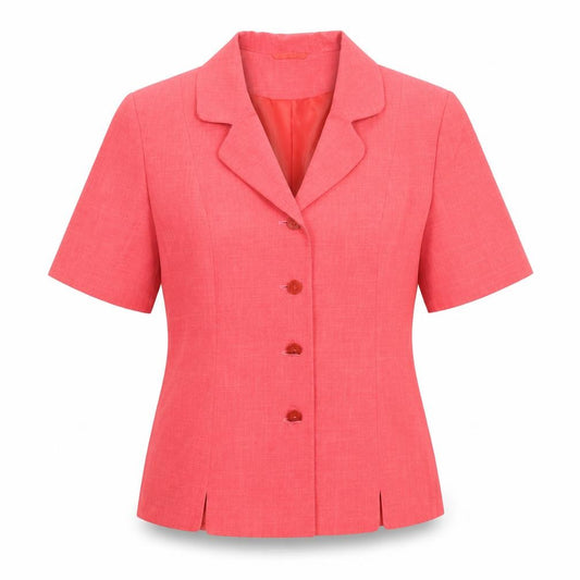 Front view of St Bernard women’s pink jacket blazer, size UK 10, button