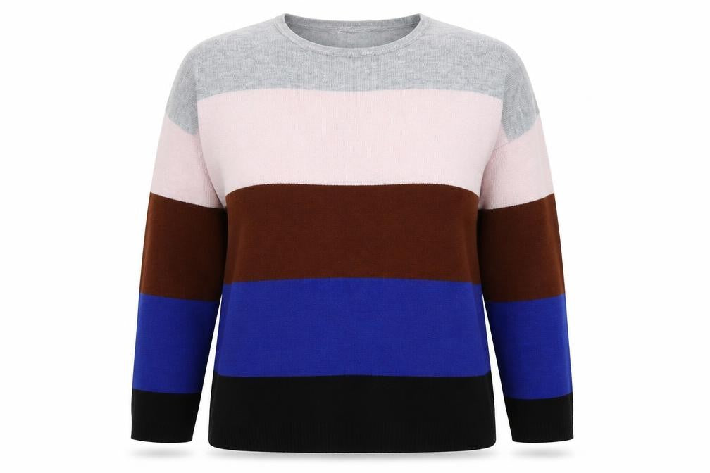 Warehouse Womens Multicoloured Round Neck Striped Polyester Pullover Jumper Size 12