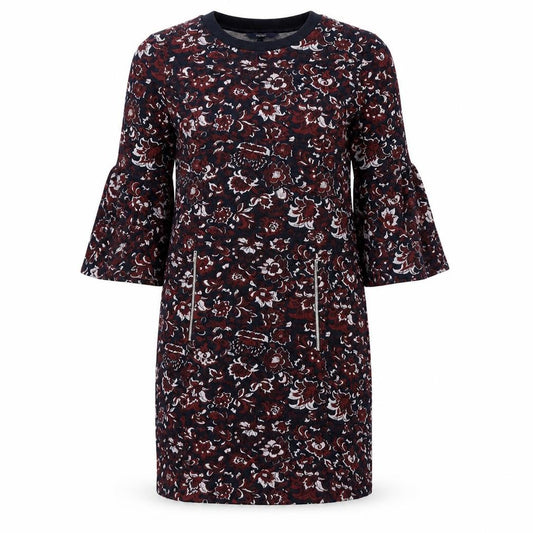 Front view of Next women’s blue polyester a-line, size UK 12, round neck pullover - bell sleeve