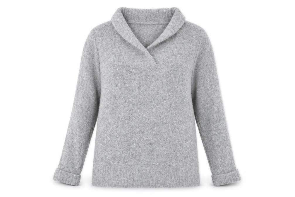 Front view of Coercion women’s grey roll neck nylon jumper, size XL