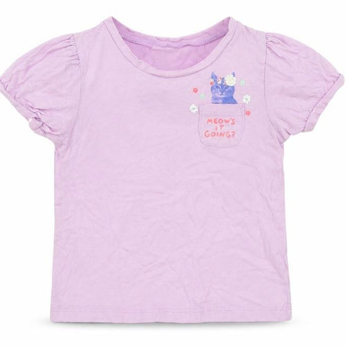 Gap Girls Purple  Cotton Basic T-Shirt Size 3 Years Crew Neck  - Cat