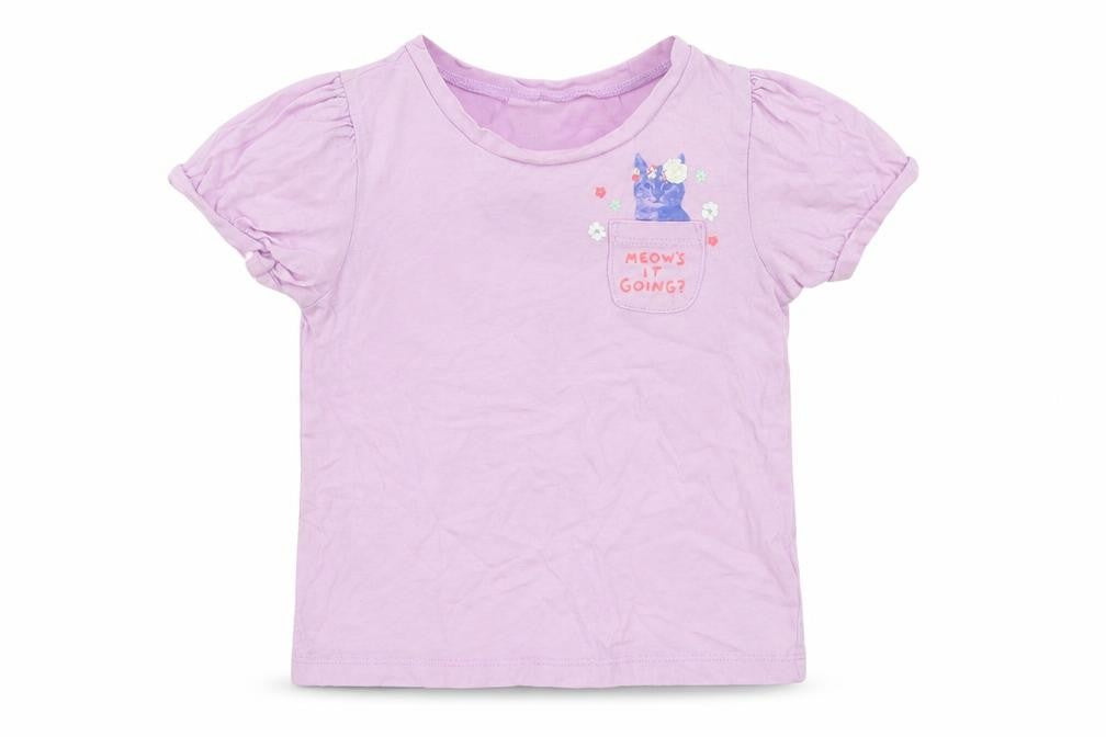 Gap Girls Purple  Cotton Basic T-Shirt Size 3 Years Crew Neck  - Cat