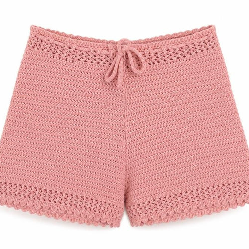 SheIn Womens Pink  100% Acrylic Paperbag Shorts Size S L11.5 in Regular Drawstring