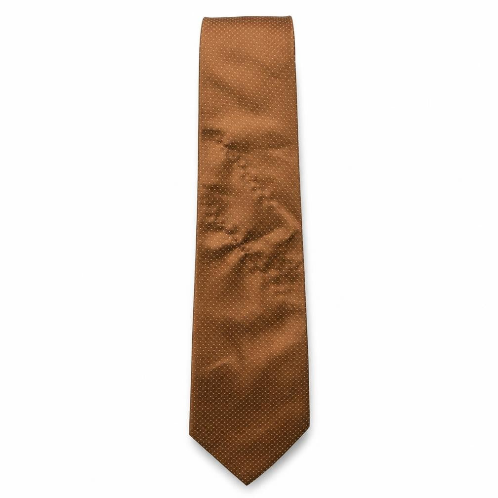 Front view of Rossini men’s bronze polka dot polyester pointed tie one size