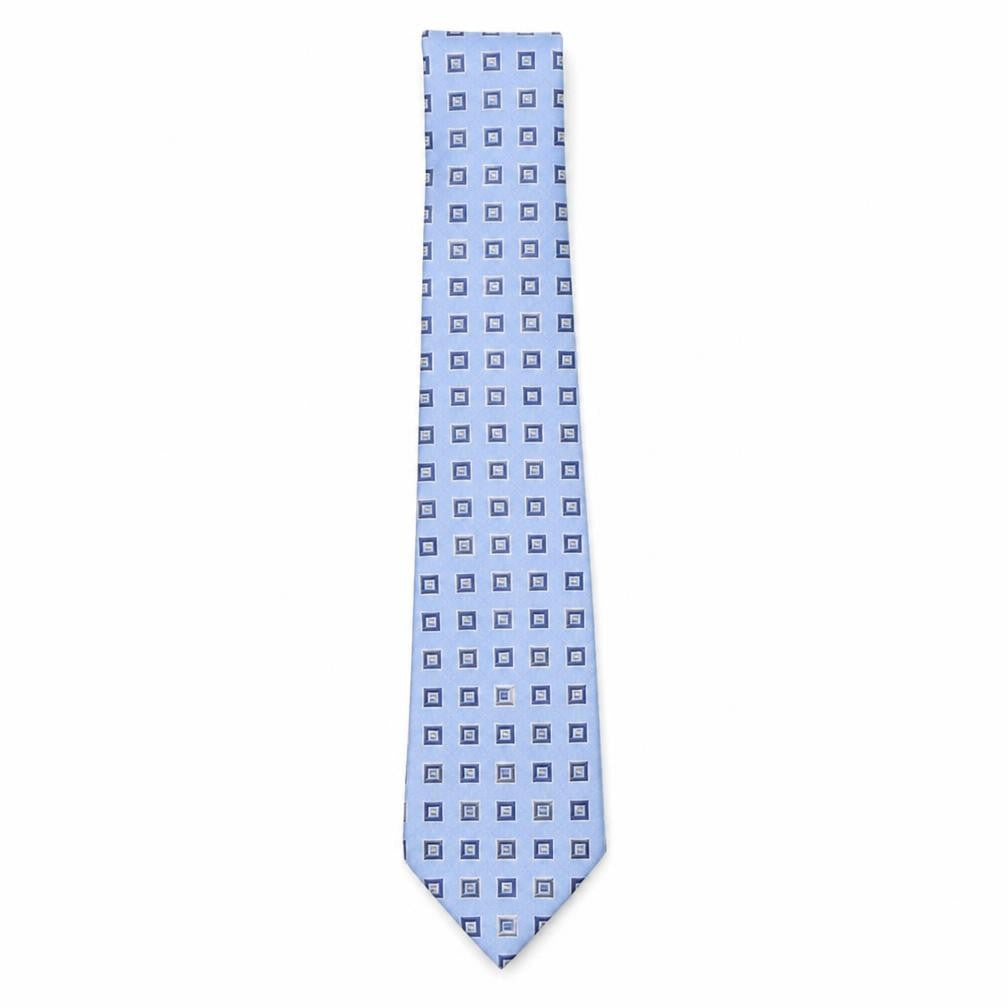 City of London  Mens Blue Plaids & Checks Silk Pointed Tie One Size