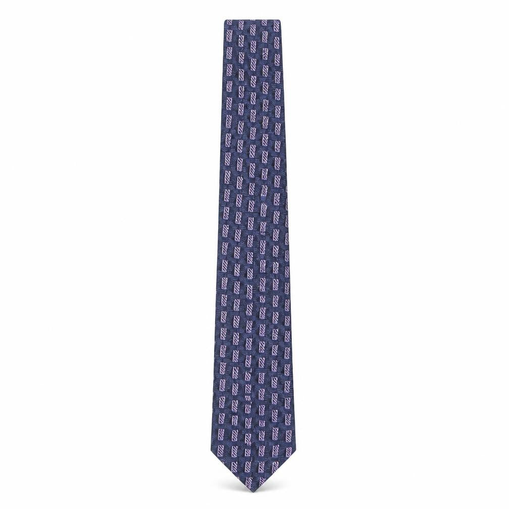 Front view of St Michael men’s purple geometric silk pointed tie one size