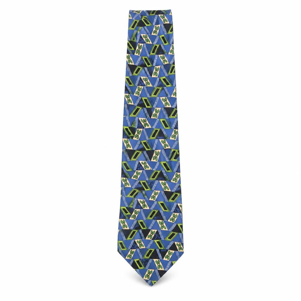 Front view of James Barry men’s multicoloured geometric silk pointed tie one size