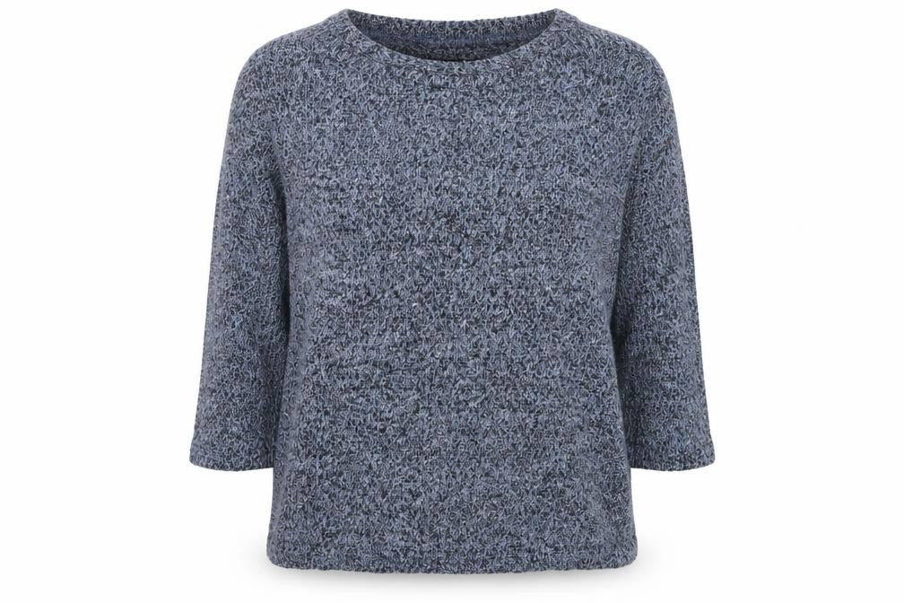 Front view of New Look women’s blue round neck polyester jumper, size UK 10