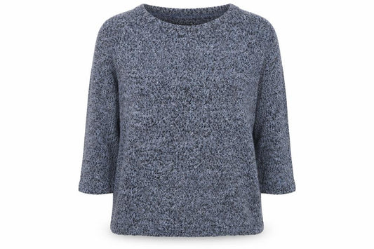 Front view of New Look women’s blue round neck polyester jumper, size UK 10