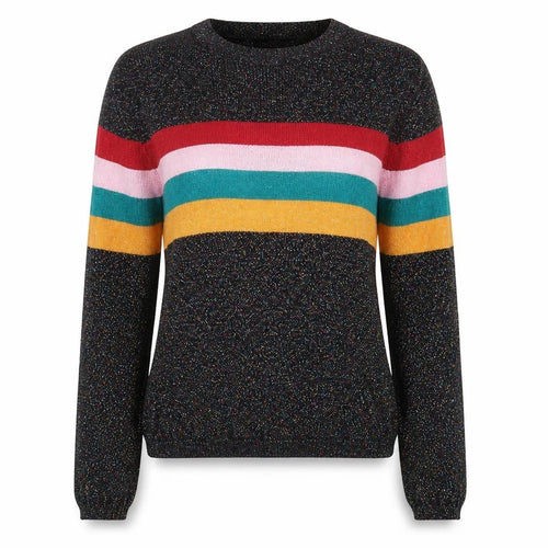 Cooperative Womens Black Round Neck Striped Viscose Pullover Jumper Size XS   - Colorblock